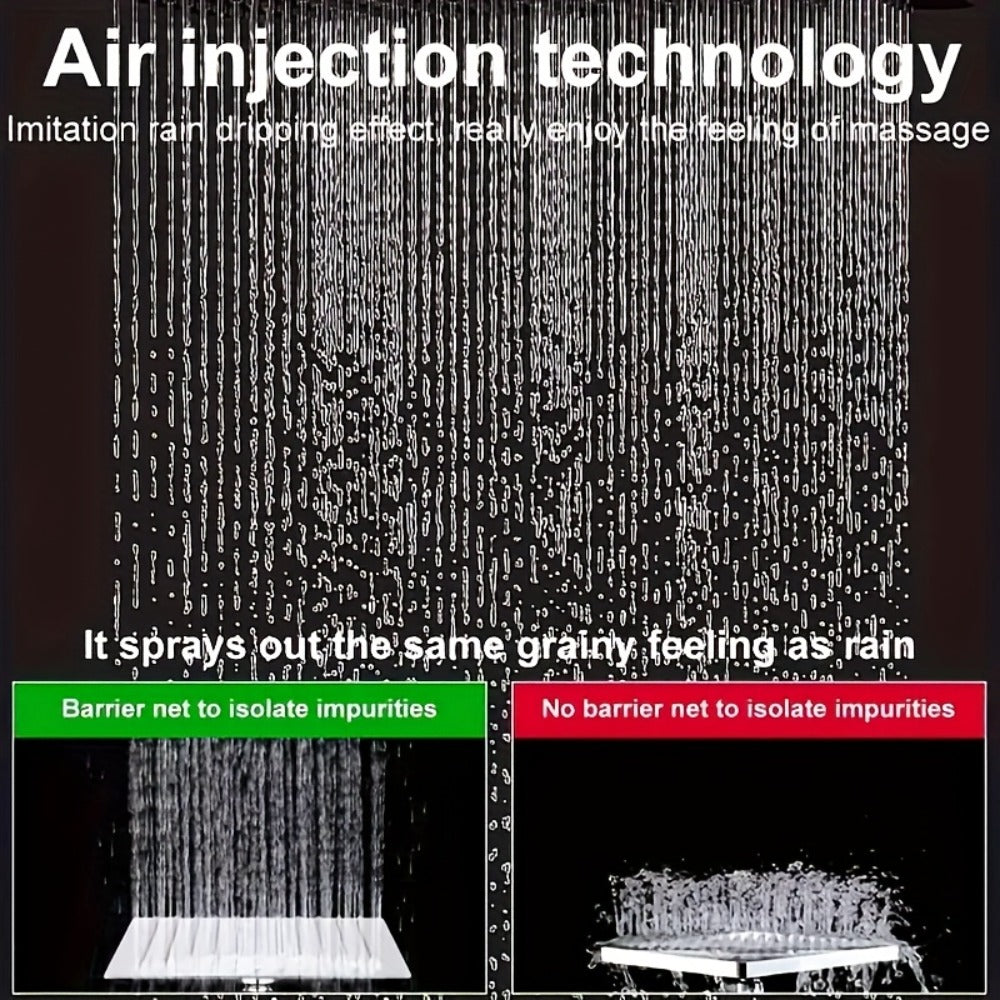 Rainfall Shower Head with Handheld Combo – 8" High Pressure Rain Shower, 5-Setting Adjustable, Anti-Leak with 11" Extension Arm, Holder & Hose, Height & Angle Adjustable