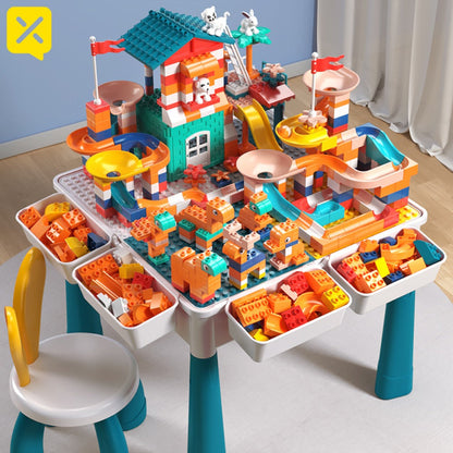 Kids Activity Table Building Blocks LEGO Compatible Play Table for Toddlers – Durable ABS Plastic Space-Saving Corner Design, Birthday Christmas Gift for Boys Girls Ages 3+