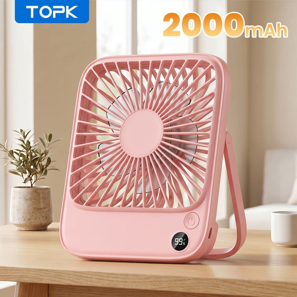 USB Desk Fan Battery Operated | 2000mAh & 5000mAh Rechargeable Mini Personal Fan, 4-Speed Adjustable, 180° Tilt & Foldable, Ultra-Quiet Strong Airflow for Office, Bedroom & Desktop Use – Black, Pink, White