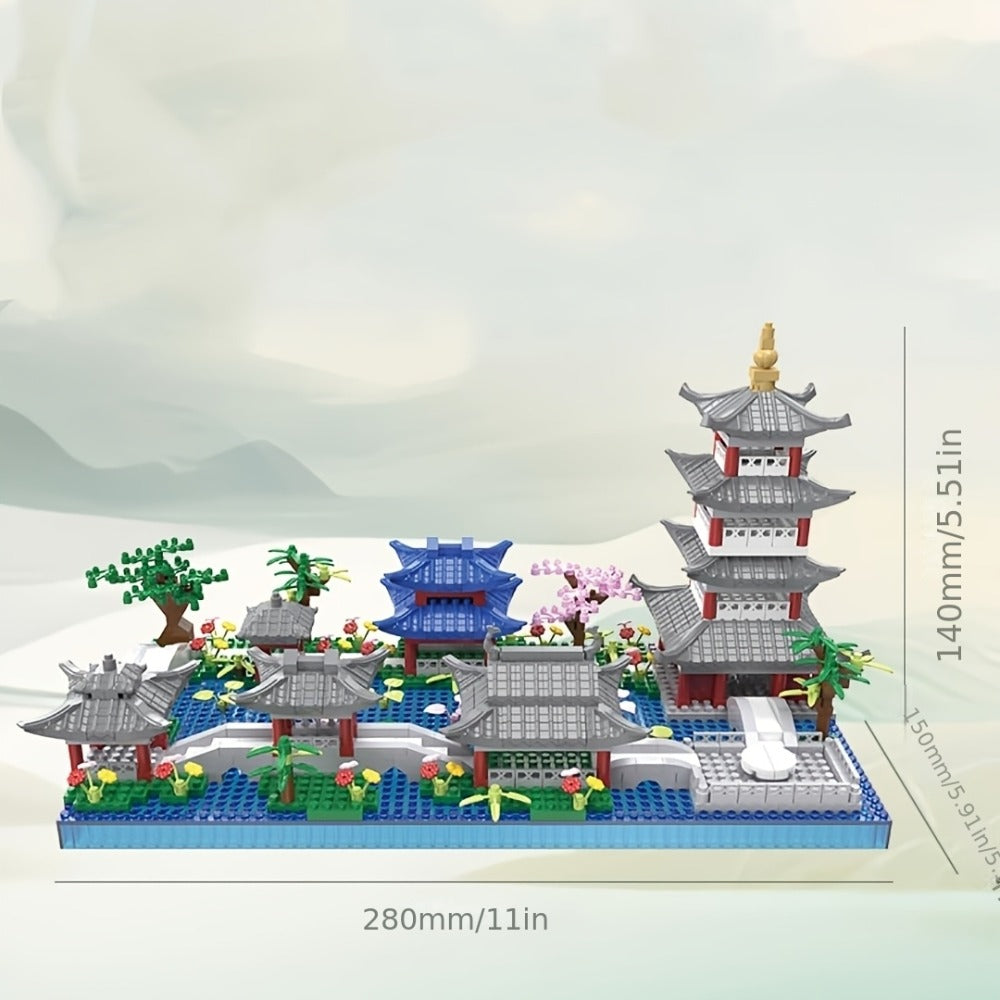 Hangzhou West Lake Building Blocks Set 3282 Pcs – Miniature Chinese Architecture Model Pagoda Cherry Blossom Collectible Landscape Display for Adults Teens Cultural Birthday Christmas Gift