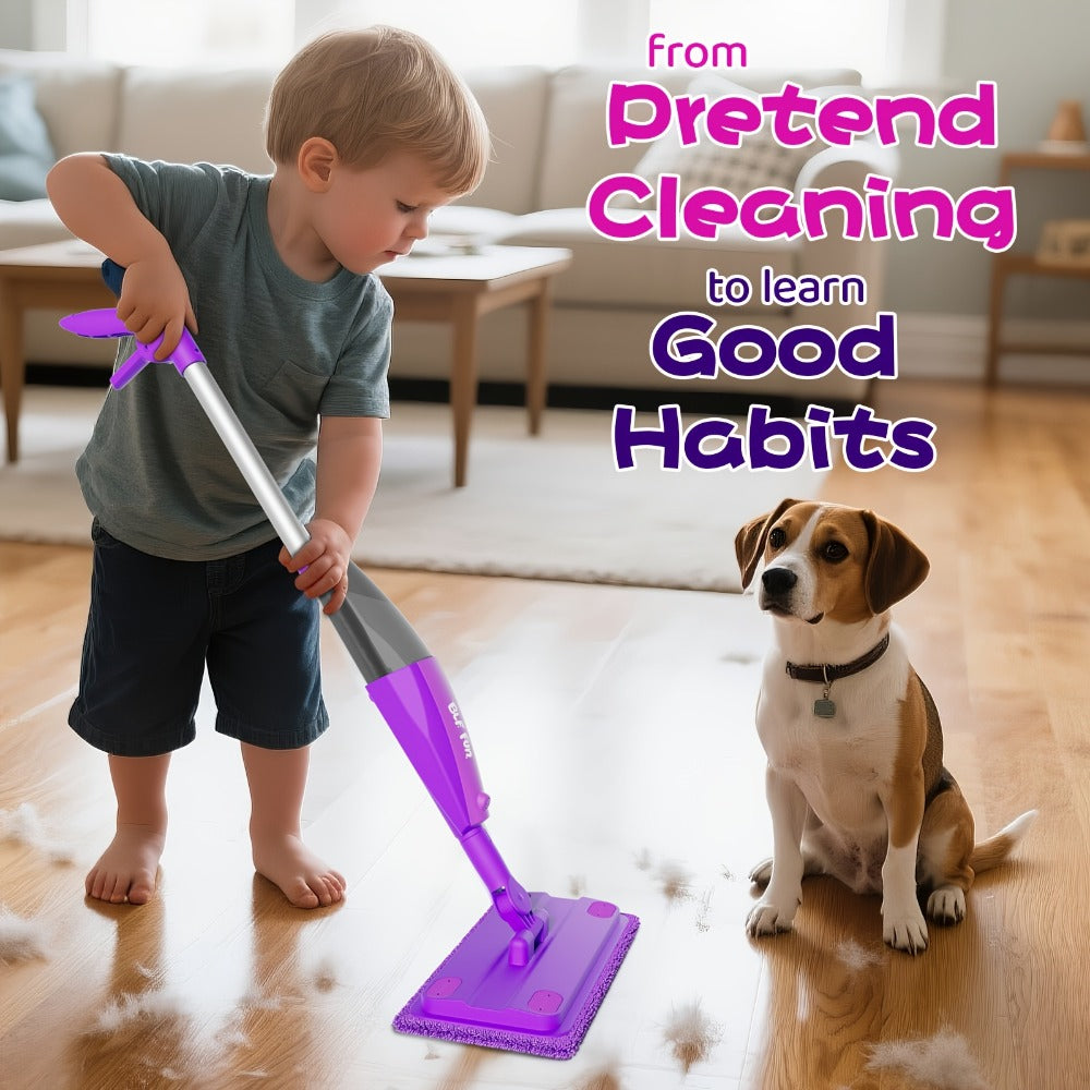 Kids Spray Mop Toy with Water Sprayer – Pretend Play Housekeeping Kit for Floor Cleaning | STEM Educational Toy, Birthday Gift for Boys & Girls Ages 3 4 5 6 7 8