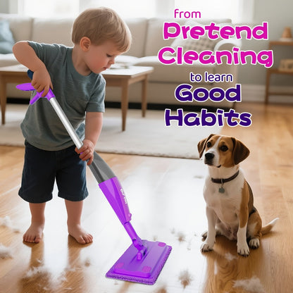 Kids Spray Mop Toy with Water Sprayer – Pretend Play Housekeeping Kit for Floor Cleaning | STEM Educational Toy, Birthday Gift for Boys & Girls Ages 3 4 5 6 7 8