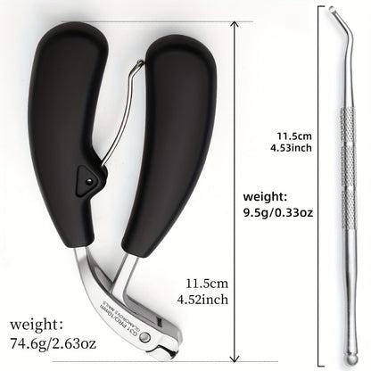 Nail Clippers Set for Thick Nails Heavy Duty 2-Piece — Professional Stainless Steel Toenail Clippers for Men, Elderly & Seniors, Concave Tilted Arc Blade, Splash-Proof Precision Trimming, Ergonomic Black Handle Kit