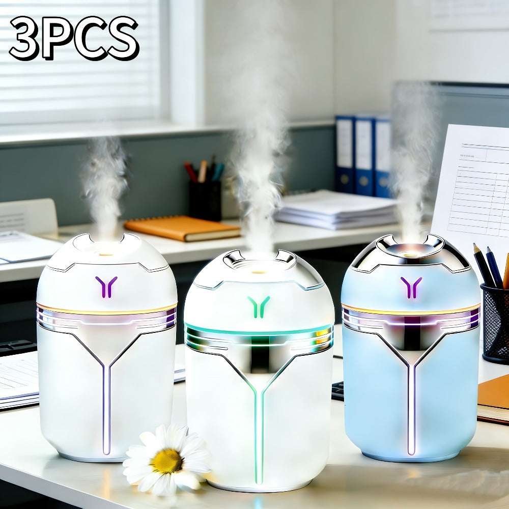 Mini Humidifier Set of 3 with Colorful Design | Quiet Adjustable Spray Air Freshener Humidifier for Bedroom, Living Room & Office | Dual-Use Home Fragrance Holiday Gift Set | White & Blue