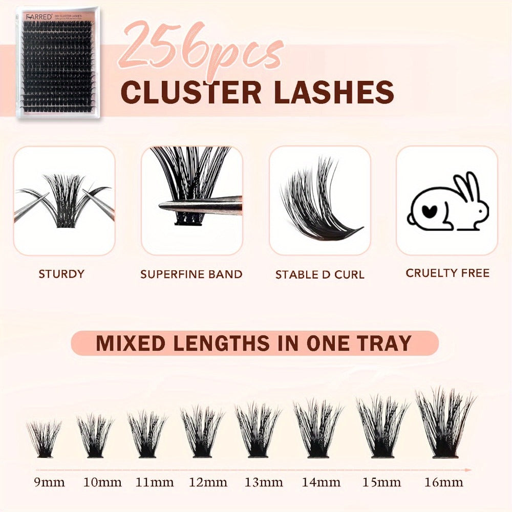 100D Volume Cluster Lashes DIY Individual Lash Extension Kit – Soft Reusable Single Clusters for Full Thick Dramatic Lash Look, Beginner & Pro Friendly Home Salon Use