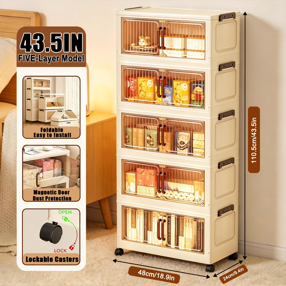 Acrylic Display Cabinet with Clear Door – Dust-Proof Blind Box Figure Showcase Shelf for Mini Toys Collectibles, 2/4/5 Layer Curio Display Case for Living Room Retail Home Decor