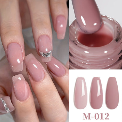 Jelly Gel Nail Polish Set 4pcs Nude Icy Translucent - Semi-Permanent LED Cured Long Lasting Glossy DIY Home Manicure Nail Art Kit 0.51oz