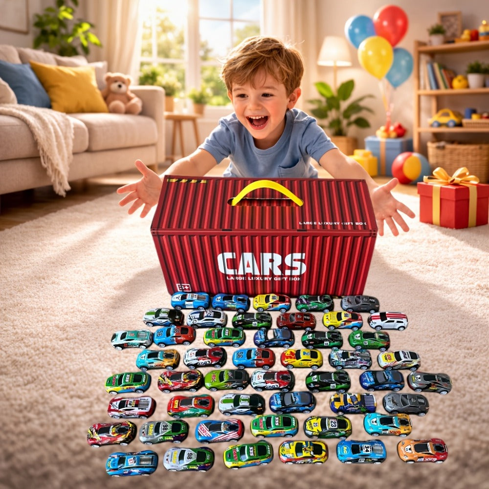 48-Piece Parking Lot Playset for Kids – 4-Level Car Garage with Friction Powered Mini Cars, Ramp & Track, Toddler Boys Vehicle Toy Birthday Gift Ages 3 4 5 6