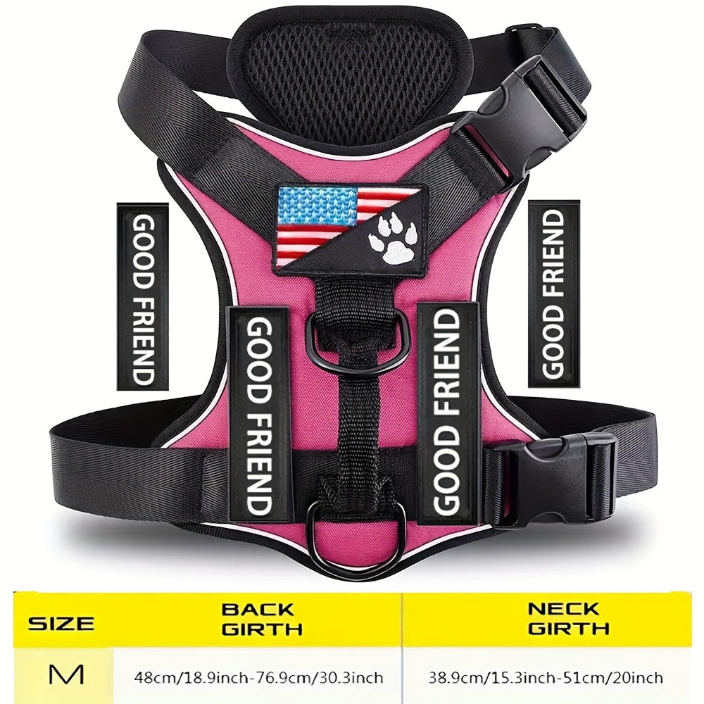 Service Dog Harness with 5 Patches – Reflective Adjustable Oxford Vest with Inner Mesh Layer, Service Dog ID System for Small Medium Large Dogs, XS–XL, 5 Colors