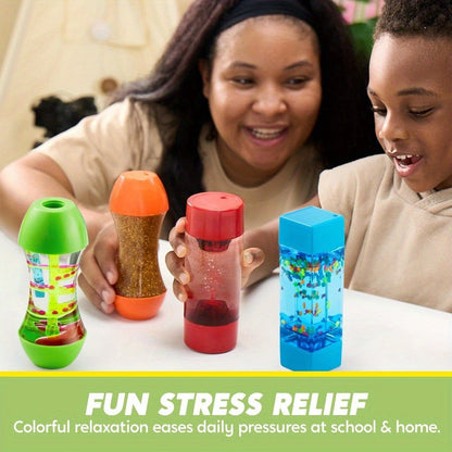 Fidget Tube Toys 4 Pack – Sensory Calming Tubes for Kids with Autism, Anxiety Relief, Calm Down Corner Supplies, Speech Therapy & Classroom Fidget Tools, Birthday Gift