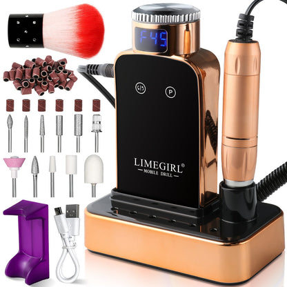 Nail Drill Machine 45000 RPM Cordless Rechargeable Electric Nail File Efile for Acrylic Gel Natural Nails – Professional Manicure Pedicure Polishing Shaping Tool for Salon & Home Use