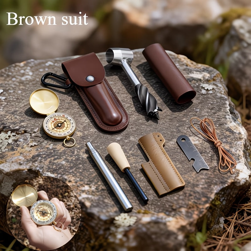 9-Piece Primitive Fire Drill Survival Kit – Flint & Compass