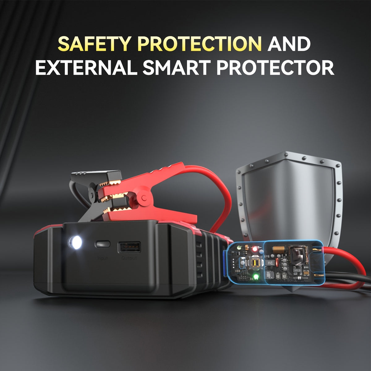 9-in-1 Portable Jump Starter with Air Compressor, 12V Car Battery Jump Starter, Portable Car Battery Charger, Fits 2.11gal Gas/ 1.72gal Diesel Fast Car Starting, USB Input & Output, LED Emergency Light, Auto Accessory Tool, Christmas Gift