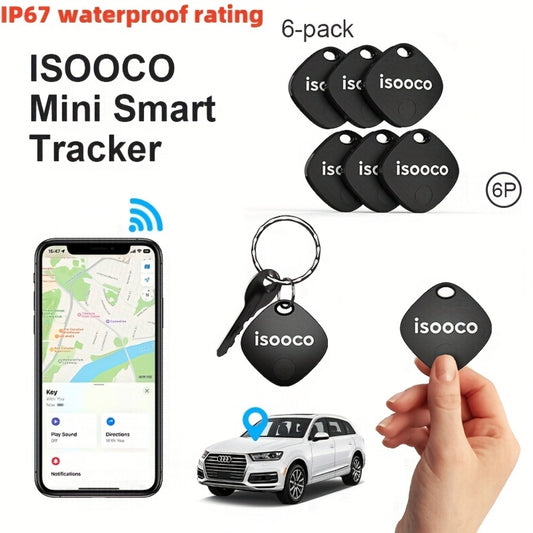 Smart Tracker Tags 6 Pack Mini Keychain IP67 Waterproof Real-Time Anti-Lost Locator for Car Wallet Bike Luggage Keys No Monthly Fees CR2032 Battery Compatible with Apple Find My iOS