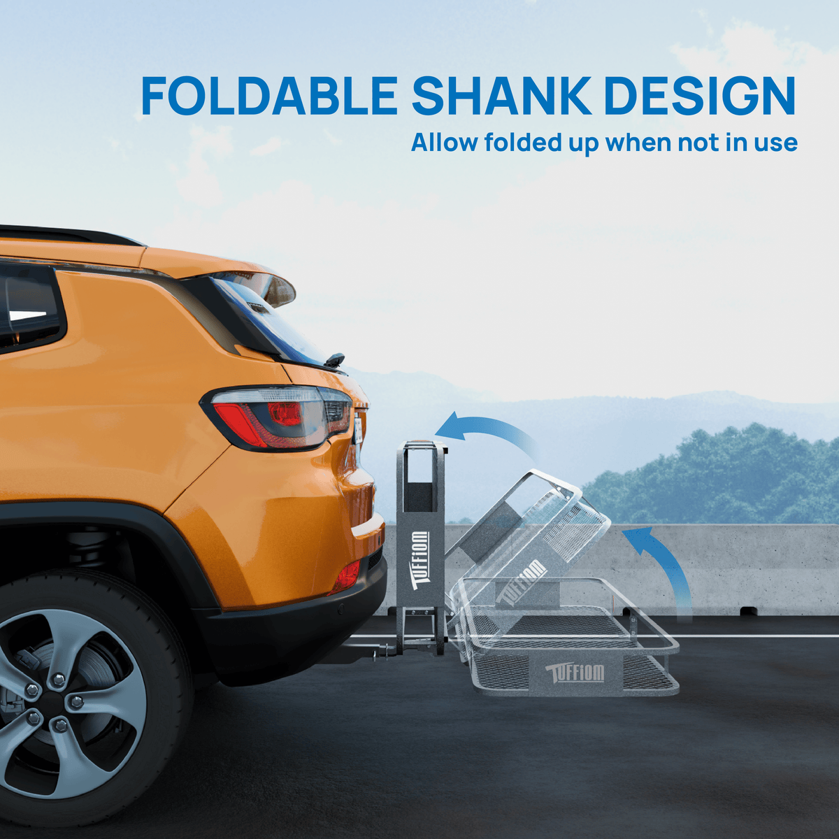 60" L x 20/24" W x 6" H Hitch Mount Cargo Carrier Folding Rack, 500lbs Heavy Duty Trailer Steel Luggage Basket with Waterproof Cargo Bag, Straps, Net & Stabilizer for Camping Travel
