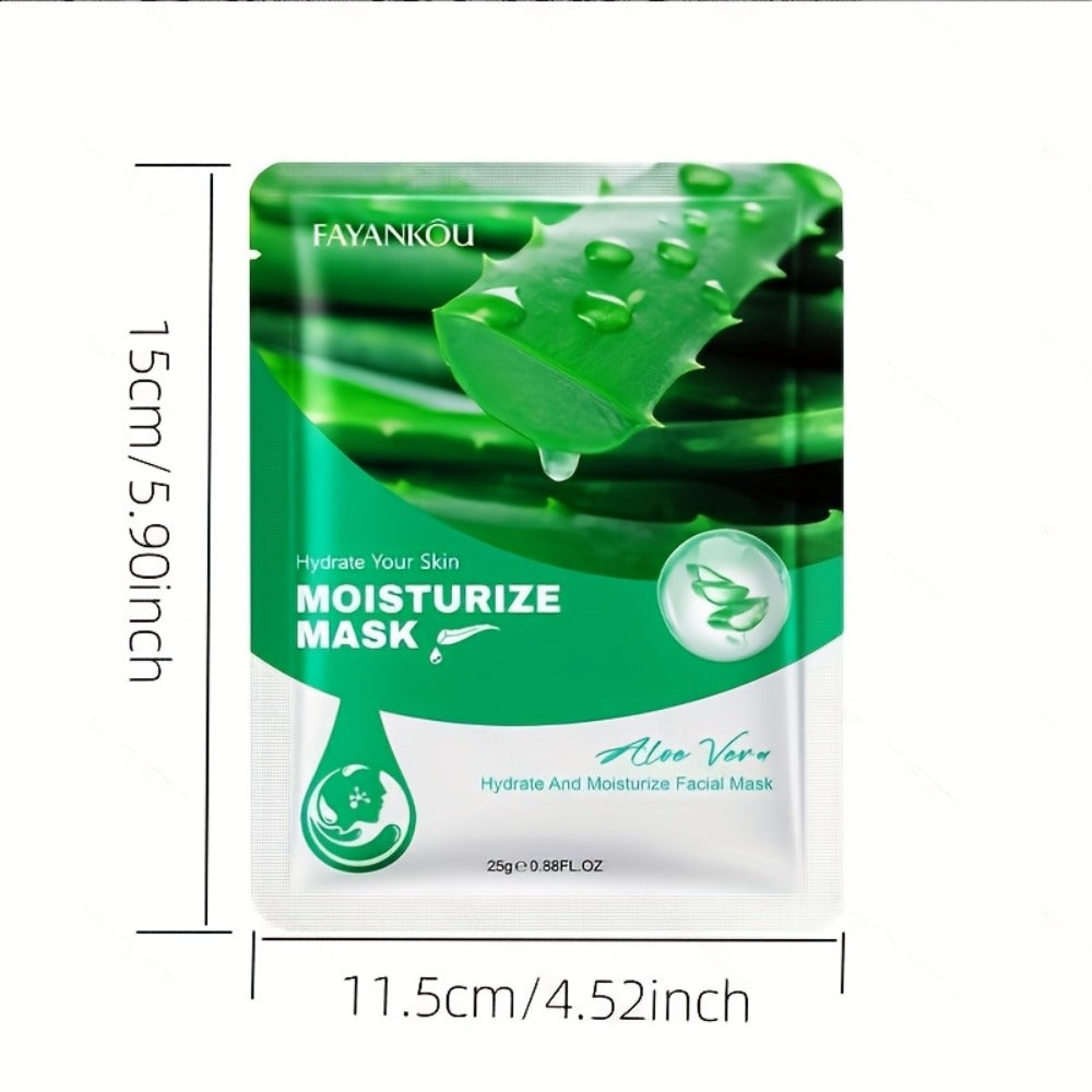 Aloe Vera Sheet Mask 30pcs Moisturizing Deep Hydration with Glycerin — Non-Greasy Soothing Face Mask for All Skin Types Spring Summer Skincare Gift for Women