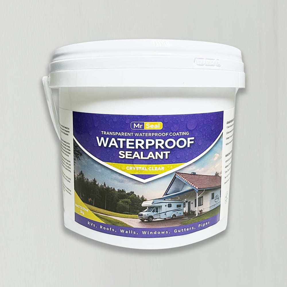 RV Waterproof Sealant 4.41LB – Flexible Clear Roof & Gutter Sealant Covers 160 Sq Ft | Multi-Surface Water-Based Coating for RV, Home & Outdoor Use | Includes Brush