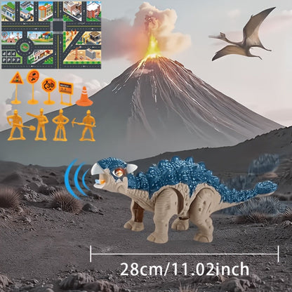 Ankylosaurus Dinosaur Toy That Walks & Roars – Electric Auto-Walk Dino with Roaring Sound Lightweight Kids Toy for Boys Girls Ages 3+ Birthday Halloween Christmas Gift