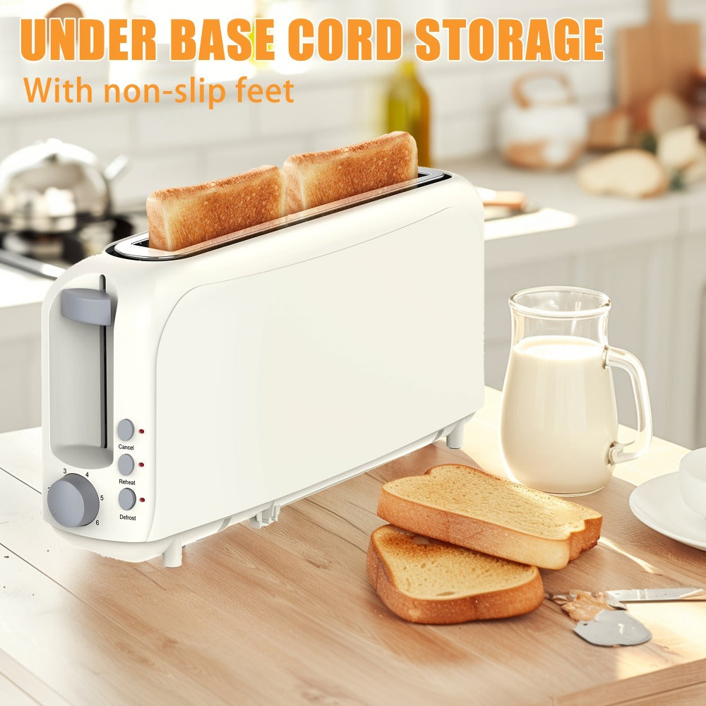 Slim Toaster 2-Slice Long Slot – 1.45" Wide Slot, 6 Shade Settings, Cancel/Reheat/Defrost, 750W, Removable Crumb Tray | 6 Colors