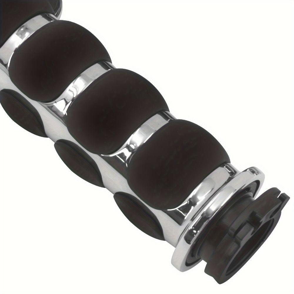 Harley Davidson Handlebar Grips 1-Inch Chrome Rubber Spike Non-Slip, CNC Aluminum & PVC Gel Rubber, Fits Sportster Dyna Touring VRSC XL XR FL 1995-2017, Motorcycle Hand Grips Pair, Black