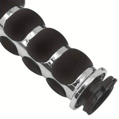 Harley Davidson Handlebar Grips 1-Inch Chrome Rubber Spike Non-Slip, CNC Aluminum & PVC Gel Rubber, Fits Sportster Dyna Touring VRSC XL XR FL 1995-2017, Motorcycle Hand Grips Pair, Black