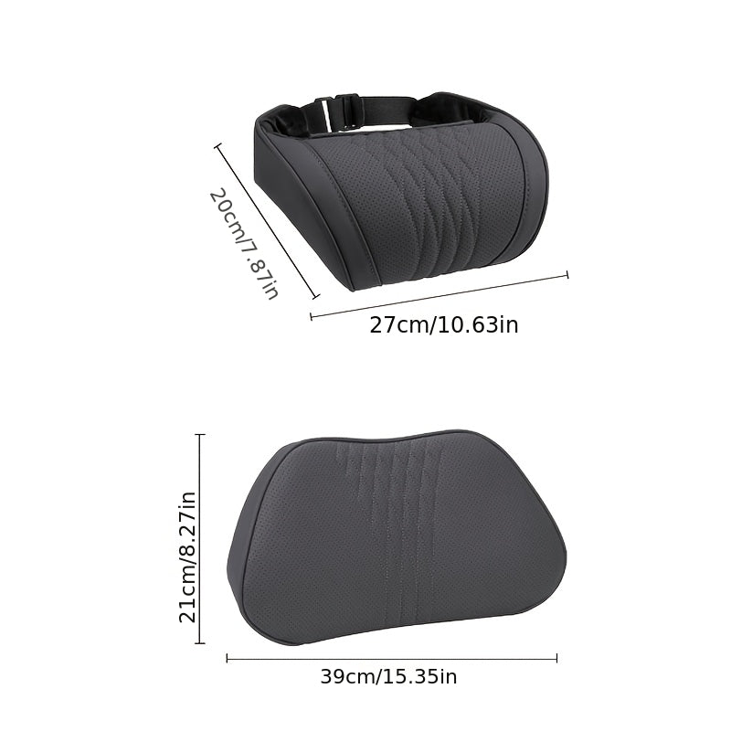 Luxury Car Neck Pillow, Napa Leather Headrest, Seat Cushion, Neck Support Pillow, Car Seat Cushion, Comfortable And Breathable, Lumbar And Neck Support, Exquisite Embroidery, Suitable for All Seasons, Car Interior Decorative Additions