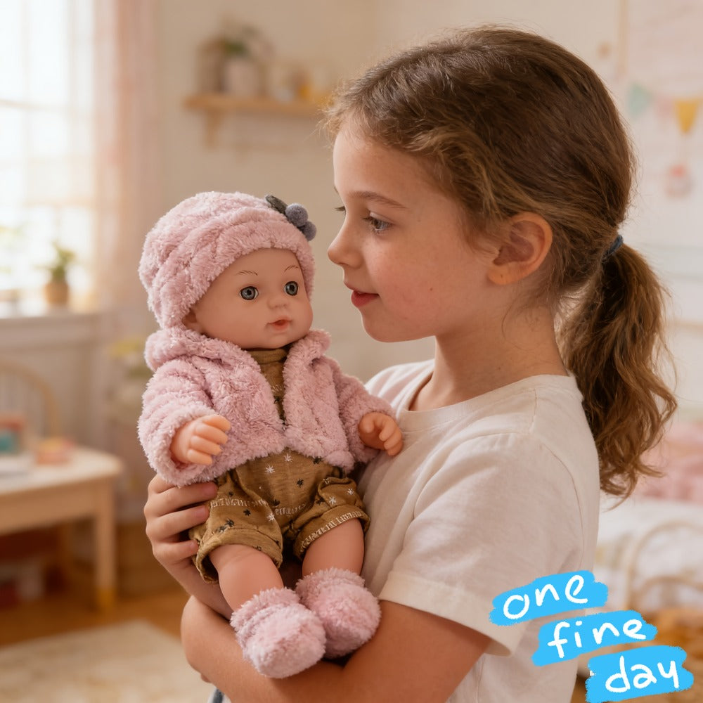 Mini Reborn Baby Doll 12 Inch 30cm Lifelike Soft Baby Girl Toy with Pink Clothes Hat Socks Pacifier Set – Cute Realistic Newborn Doll for Party Games Pretend Play Birthday Christmas Halloween Gift for Girls