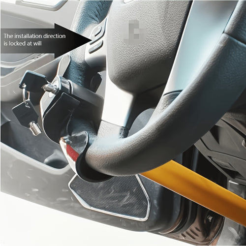 with 2 Keys-Multi-functional Universal Car Steering Wheel Lock And Anti-theft Lock - Solid Anti-theft T-shaped Rod Type Security Device, Suitable for All Vehicle Models. Thick Steel - Enhances Safety, Prevents Wear And Theft, Resistant to Cutting.