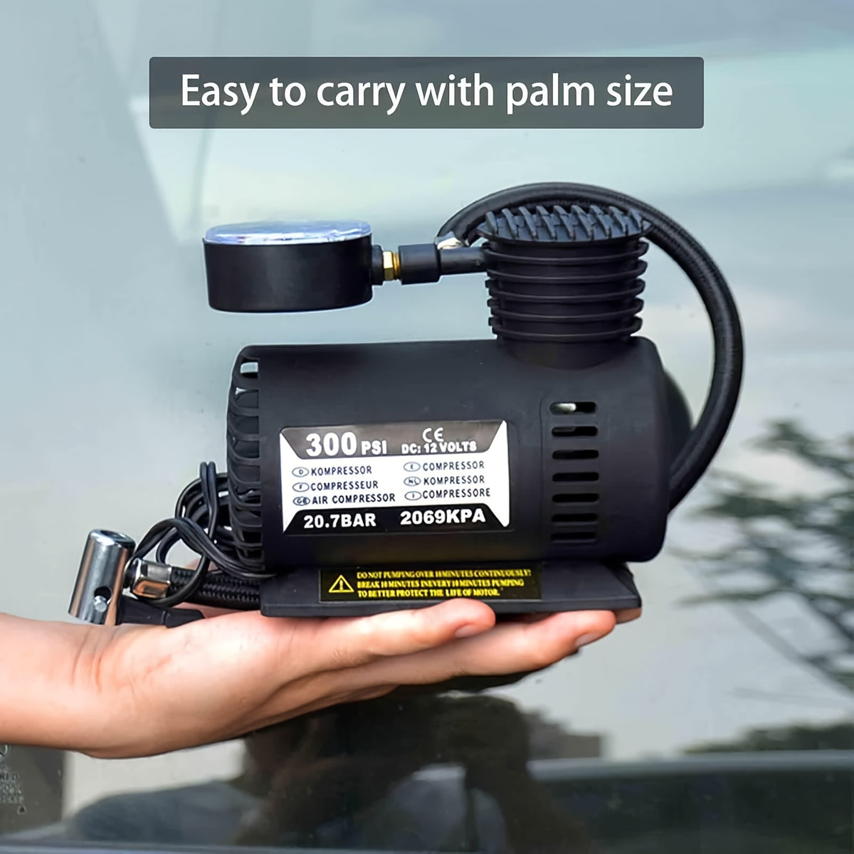 Automatic Electric Pneumatic, 300PSI 12V Mini Compressor Air Pump Electric Tire Air Inflator Pump Mini Air Compressor, Without Battery