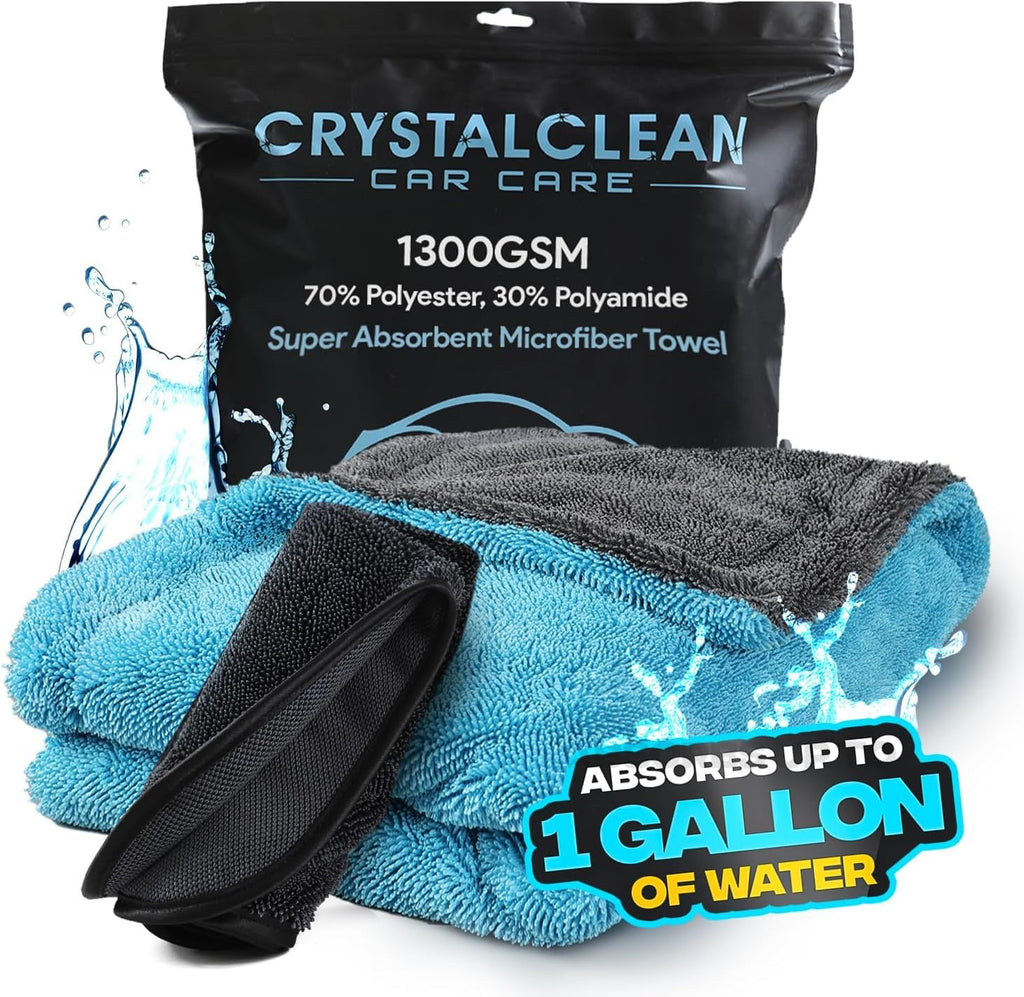 Extra Large Pack of 2 Double Twisted Loop Quick-Drying Towel | 24X36 Inches 1400GSM And 12X12 Inches | High Absorbency | Leaving No Streaks | Designed for Car Detailing