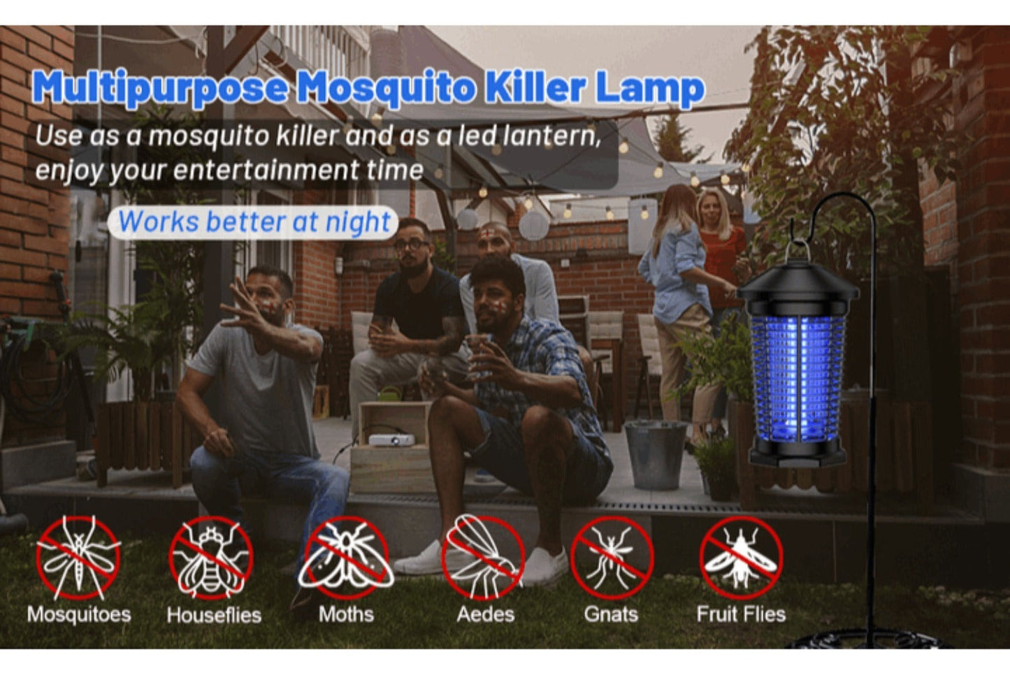 Bug Zapper Electric Indoor Outdoor – 4000V High Voltage UV 365nm 18W Mosquito Killer Fly Zapper with 6ft Cord, ABS Fireproof Safety Housing, Removable Tray & Cleaning Brush for Backyard Patio Garden Camping – Black
