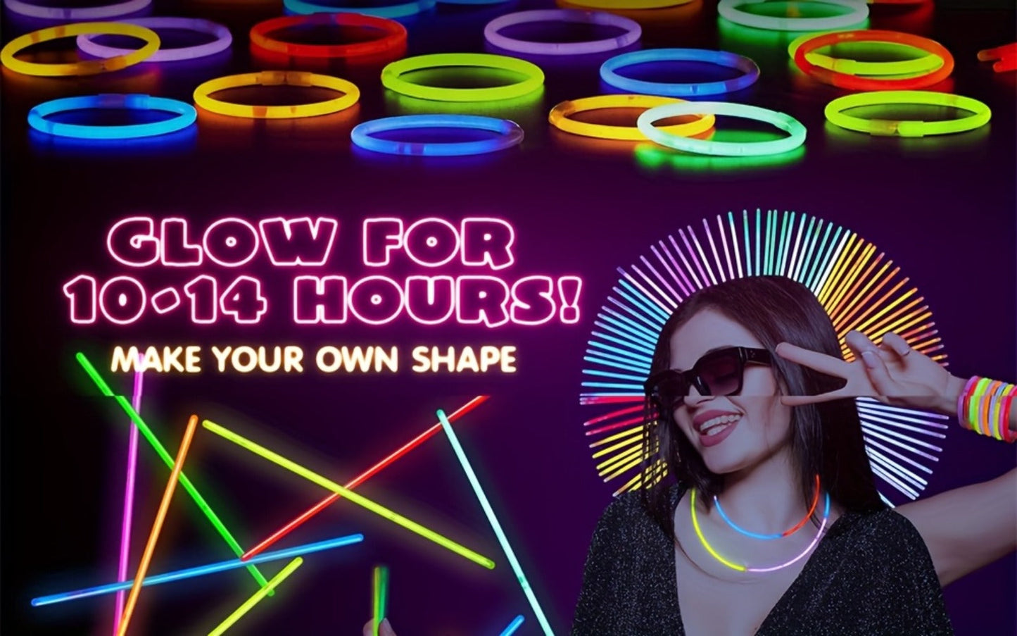 144-Piece Glow Sticks Bulk Pack 8 Inch – 7 Colors Glow in the Dark Bracelets & Necklaces for Halloween Christmas New Year Party Supplies Favors Concerts Festivals