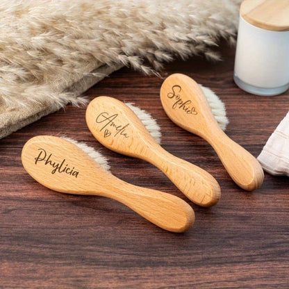 Custom Engraved Baby Brush Personalized Newborn Soft Hair Brush with Name – Unique Keepsake Gift for Baby Shower, Mother's Day, Teacher's Day, Back to School & Daily Bath Hair Care Set
