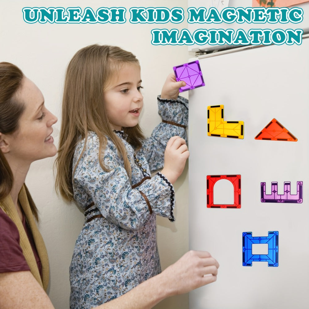 Magnetic Tiles Building Set for Kids 3 4 5 6 7 8 – 80 106 136 205pcs Clear 3D Magnet Building Blocks STEM Educational Toy Child-Safe ABS Creative Birthday Christmas Gift Boys Girls