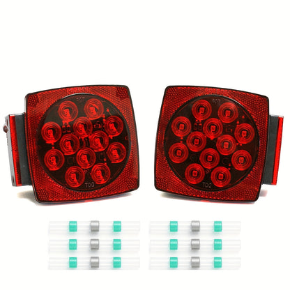 12V LED Trailer Tail Lights Kit - Stop, Turn Signal, Brake & License Plate Light for Trailers Under 80" - Boat, RV, Camper, Truck