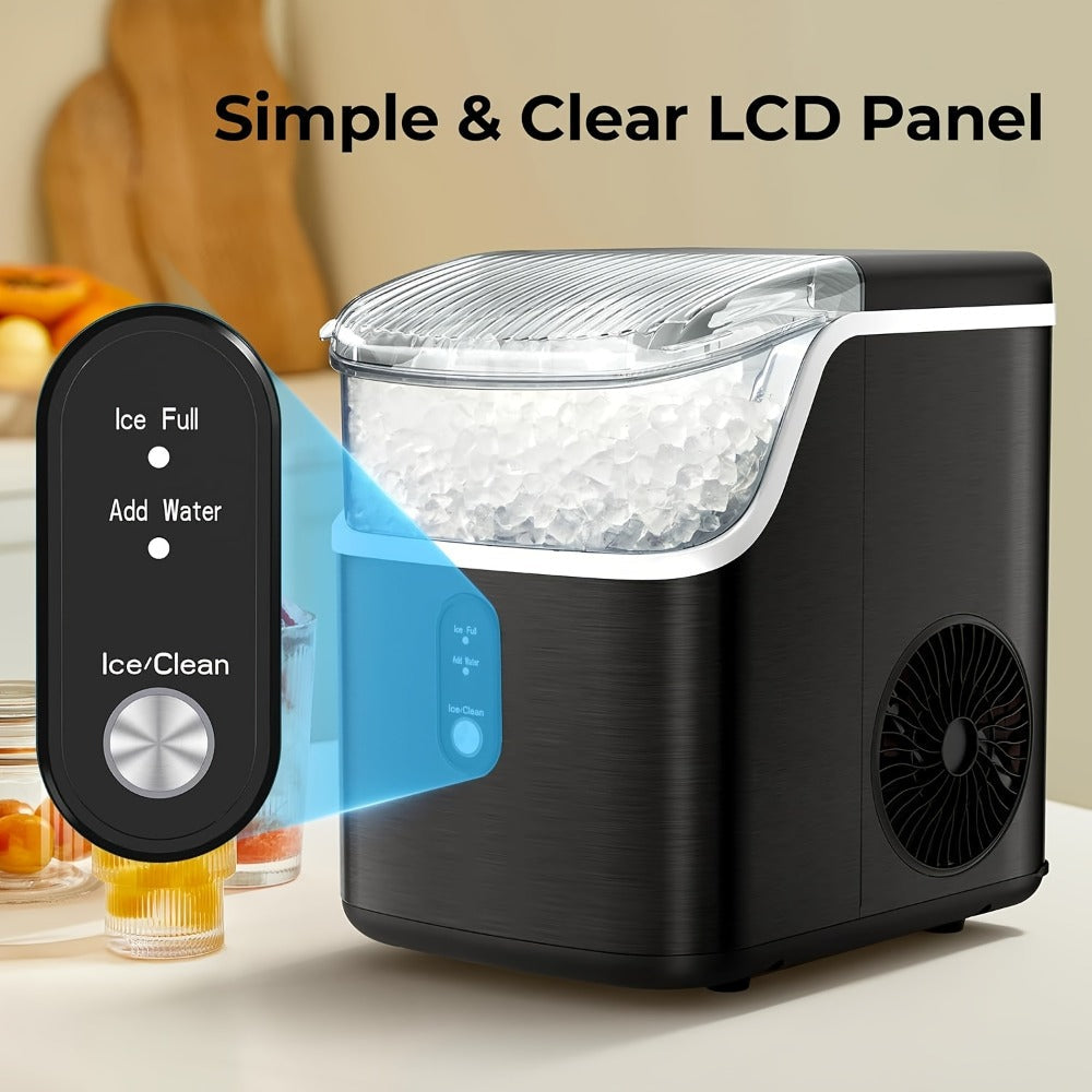 Nugget Ice Maker Countertop Pebble Ice Machine 26 Lbs 35 Lbs Per Day, Sonic Ice Bullet Ice Cube Options, Self-Cleaning Ice Maker with Ice Scoop and Basket, Portable Ice Machine for Home Kitchen Bar RV