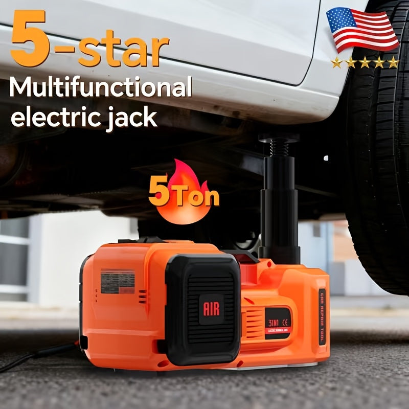 Car Jack Hydraulic Jack - 5 Tons Electric Car Jack Stand 3-in-1 Car Jack Kit for Car SUV Car Lift Floor Jack for Tire Change And Road Emergencies with Integrated Tire Pump (orange)