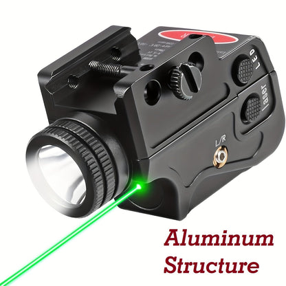 Tactical Green Laser Sight with LED Flashlight Combo - USB Rechargeable, Picatinny Rail Mount, Ambidextrous for Pistols, Rifles & Airguns