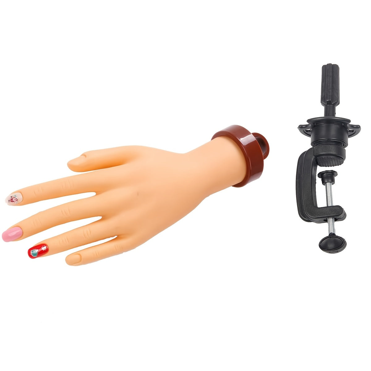 Bendable Nail Practice Hand with Stand – Reusable Mannequin Hand for Acrylic Gel Nail Training, Includes Fake Nail Tips & Nail Tools, Flexible Fingers for Realistic Practice – Beginner Nail Tech Student Kit