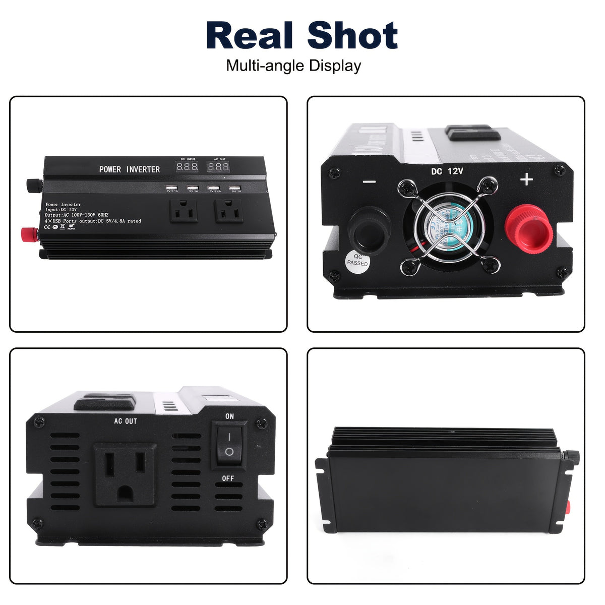 DC 12V to AC 110V Sine Wave Solar Power Inverter with an LCD Display, Capable of 6500W Peak Power. It Features a Universal Socket for Easy And Convenient Connections, Making It Ideal for Emergencies And Suitable for Mobile Phones, Rvs, Electronics