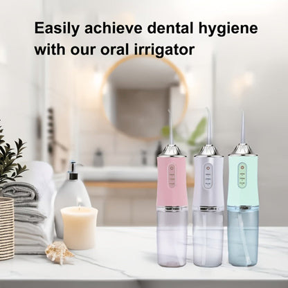 Electric Oral Irrigator Water Flosser with 360° Rotating Nozzle & Precision Pressure Control — Deep Cleans Teeth & Gums, Replaceable Heads, USB Rechargeable, 4 Colors, Home & Travel