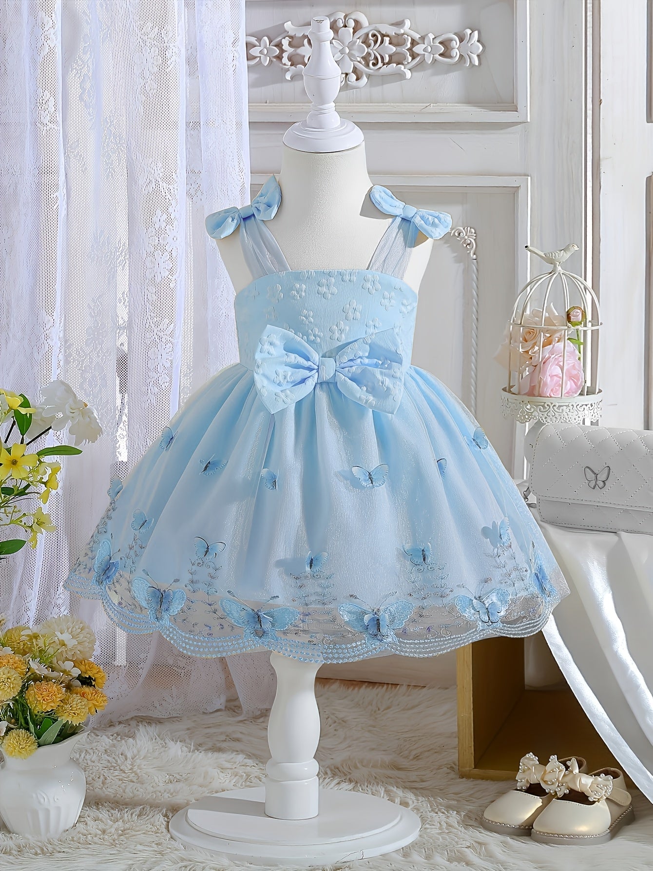 Girls' Bow Detail Dress - Summer