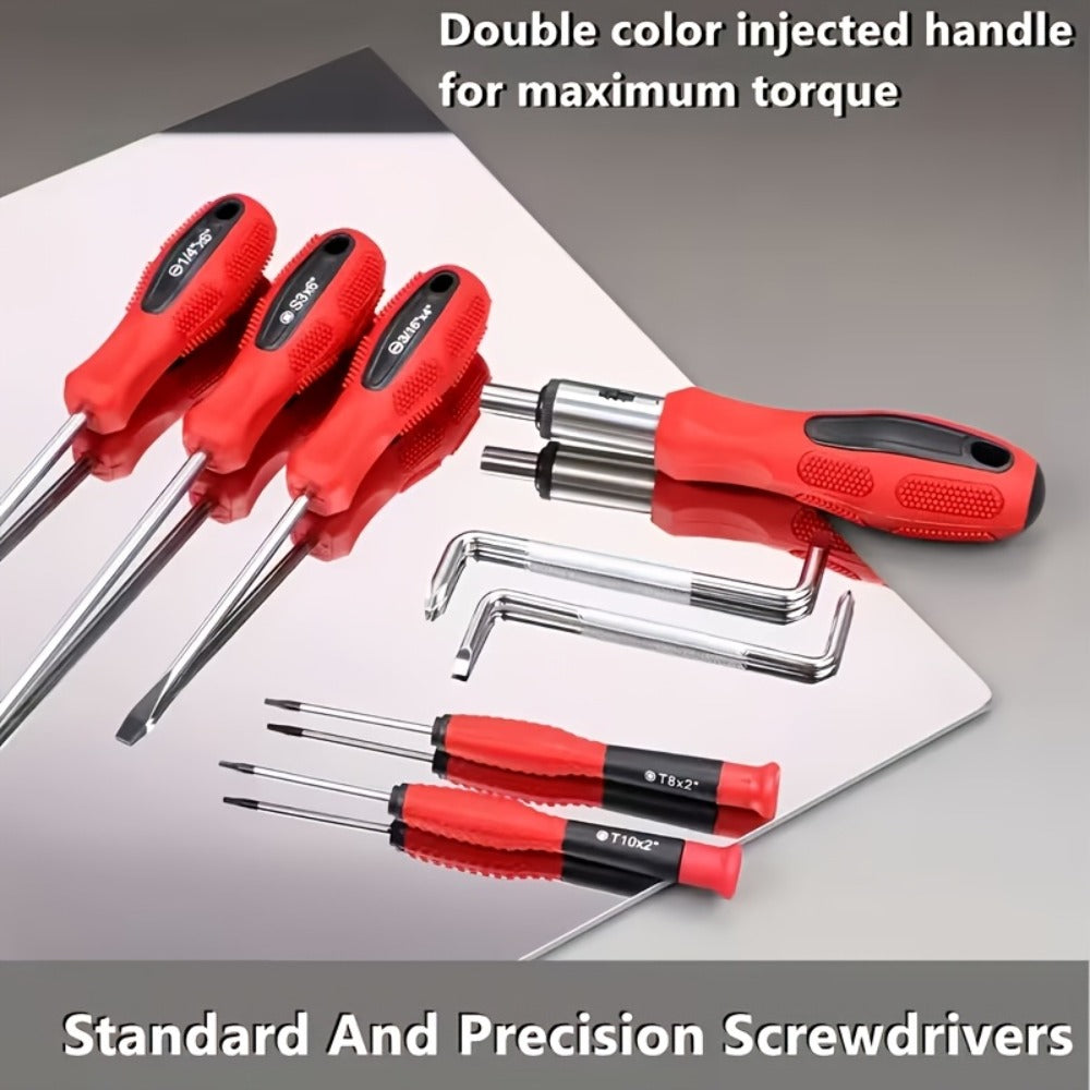 Precision Screwdriver Set Magnetic Insulated - 10/100/126/132 Piece Hex Bit Kit for Electronics Phone Auto Repair DIY with Organized Storage Case