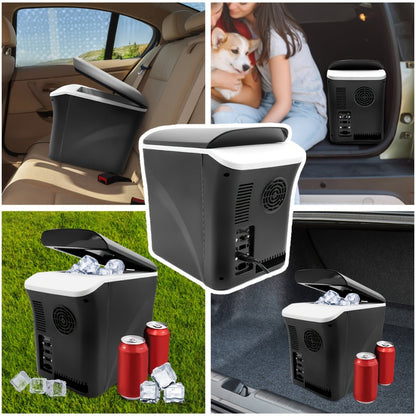 Car Mini Fridge, 3 Gallon 12V/24V DC Portable Car Refrigerator Cooler – Cools to -7°C, Fits 12x330ml Cans, Low Noise & Shockproof Design for Road Trip, RV, Camping and Outdoor Adventures