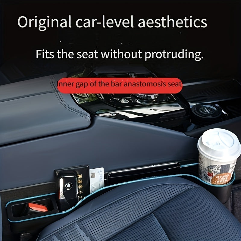 Car Seat Storage Box (With Cup Holder And Phone Slot) - Large Capacity Key/Card Storage, Non-Slip Front Armrest Tray, Easy-Clean PP Hard Material, Perfect Christmas Gift