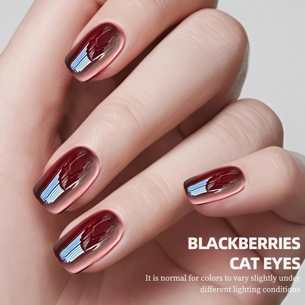 Magnetic Cat Eye Gel Nail Polish 5 Color Set Ruby Red Raspberry Blackberry White Moonlight Plain Water UV LED Soak Off Shimmer 3D Glass Bead Effect Nail Art Kit for Women Home Salon