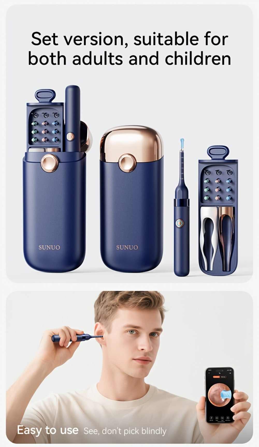 Upgraded 1080P Ear Wax Removal Tool with Camera & Storage Case – LED Light, iOS & Android Compatible, Complete Ear Cleaning Kit, Holiday & Birthday Gift for Whole Family