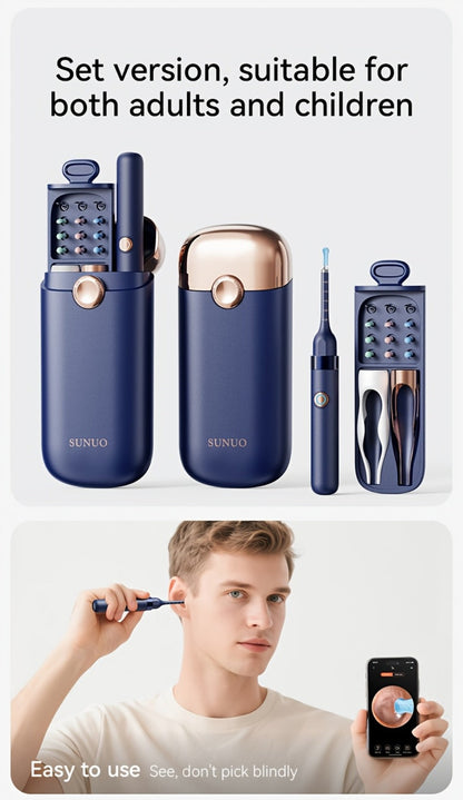 Upgraded 1080P Ear Wax Removal Tool with Camera & Storage Case – LED Light, iOS & Android Compatible, Complete Ear Cleaning Kit, Holiday & Birthday Gift for Whole Family