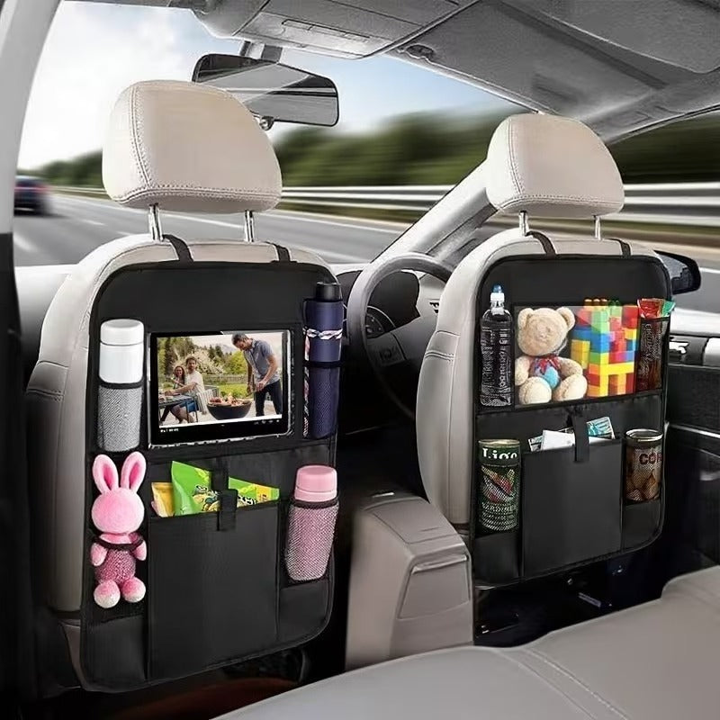 [Car Seat Storage Bag] Durable Car Seat Back Storage Bag, Foldable Storage Bag With Multiple Compartments For Tablets, Smartphones, Soda Cans & More, Ideal For Travel, Car Storage Organizer, Backseat Storage, Perfect For Room Organization