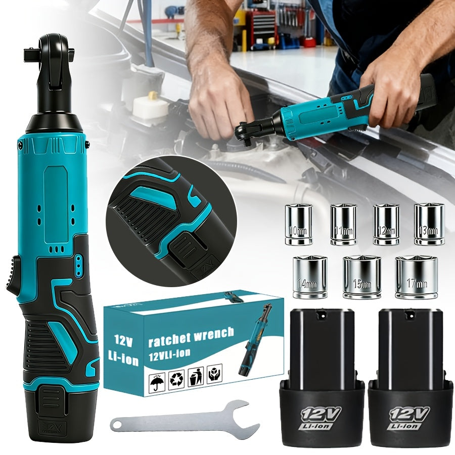 Set of Cordless Electric Ratchet Wrenches, Featuring a Brushless Electric Ratchet Wrench, 12V Cordless Ratchet Tool Kit, Ideal for Automotive Repairs Involving Screws And Nuts, Comes with a Battery And Quick Charger